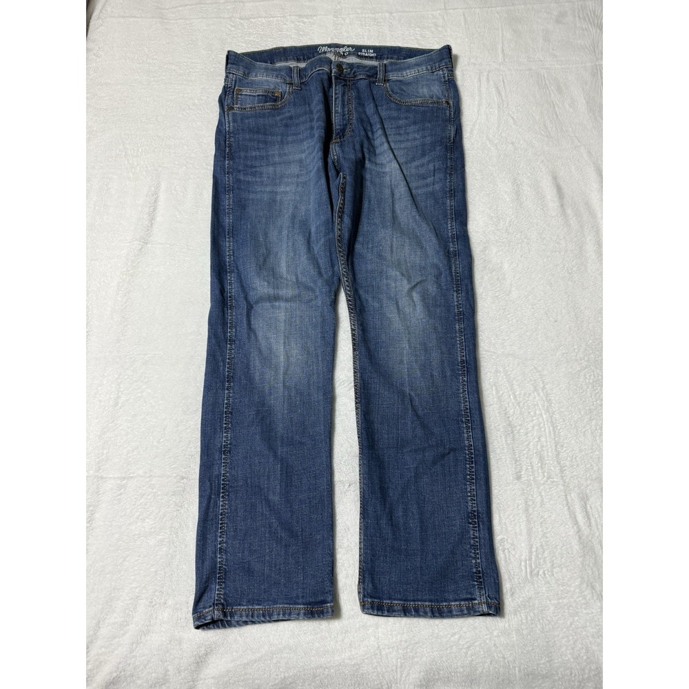 Wrangler Jeans Mens 38x30 Blue Slim Straight Retro Mid‎ Rise Medium Wash Western